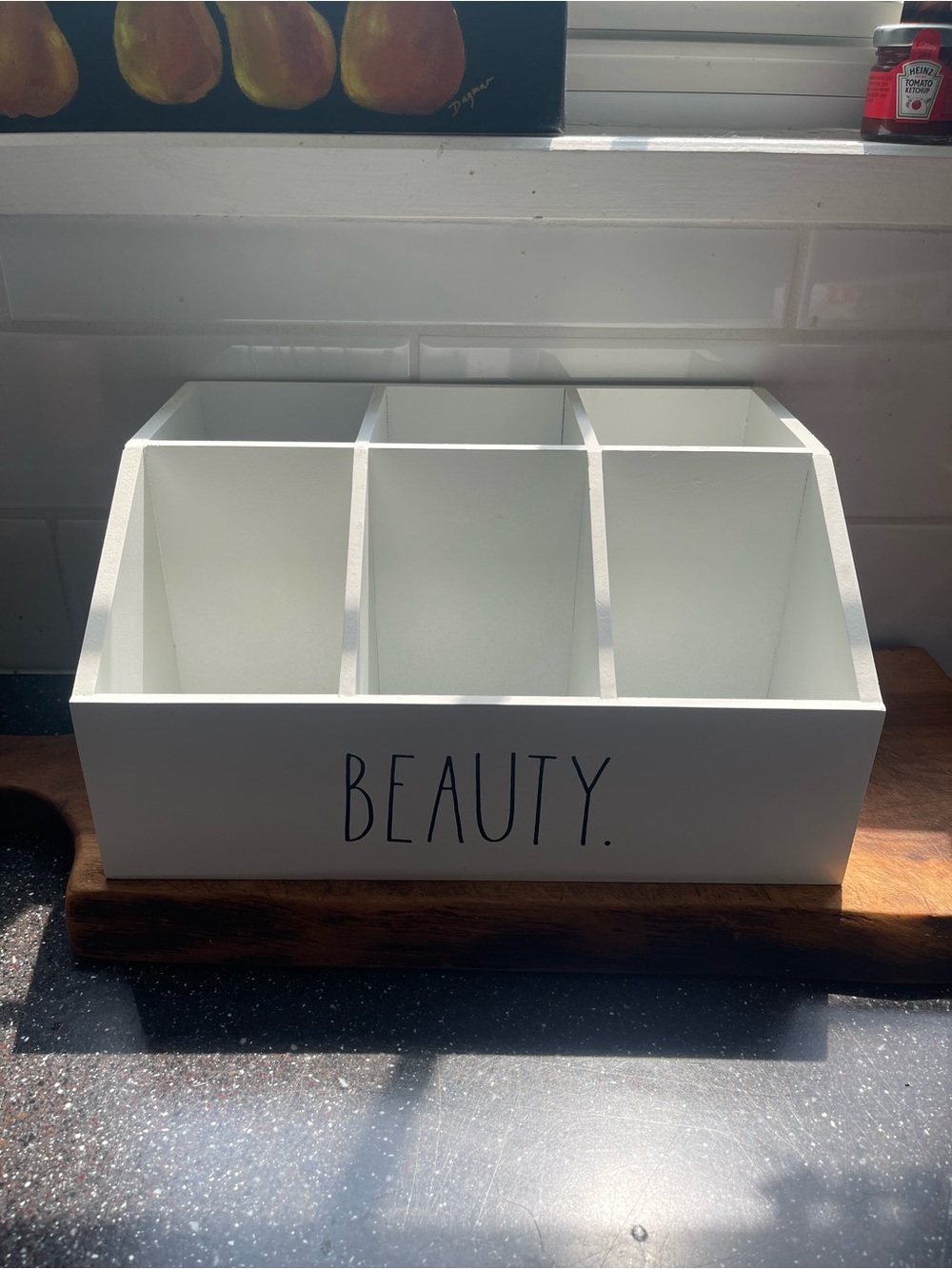 Rae Dunn White 'Beauty' Cosmetic Organizer - 6-Compartment Makeup Caddy